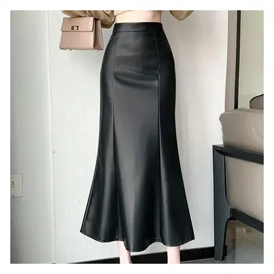 Elegancka spódnica midi skórzana