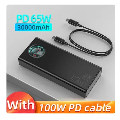 Baseus 65W Power Bank 30000mAh PD Quick Charge FCP SCP Powerbank Portable External Charger For S