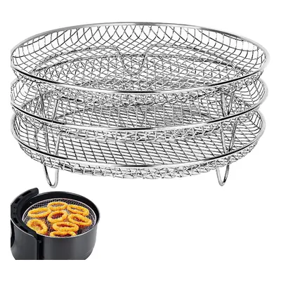 Air Fryer Accessories 8" Triple Round Grill Steamer Rack