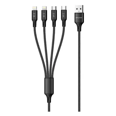 AWEI CL-129 1.5M Nylon 4 in 1 Fast Multi Charging Data Cable for XIAOMI HUAWEI Smartphone Tablet