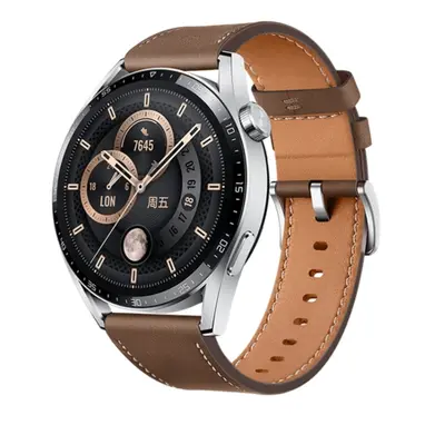 HUAWEI WATCH GT 3 Smart Watch 46mm Coffe Rubber Wristband, 1.43 inch AMOLED Screen (CN Version)