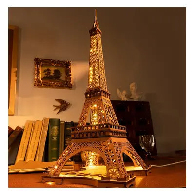 Robotime Rolife Night of the Eiffel Tower 3D Wooden Puzzle for Teens Adult Miniature Views of Fa