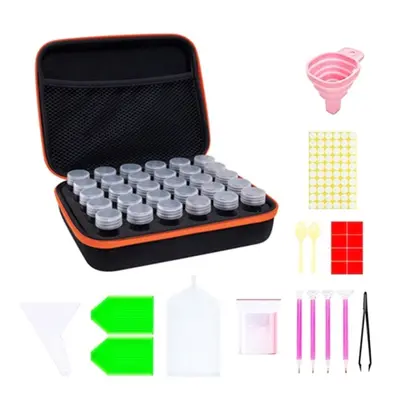 Multifunctional Portable Diamond Painting Tool Set Storage Bag, Style: 30 Grid (Orange)