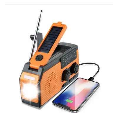 Solar hand crank power generation emergency NOAA radio 5000mah rechargeable treasure power displ