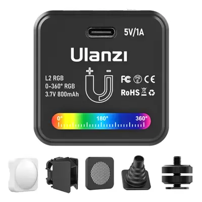 Ulanzi L2 RGB Mini COB Video Camera Light Dimmable 360° Full Color Light with Diffuser Honeycomb