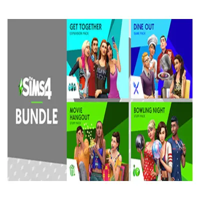 The Sims 4 - Get Together + Dine Out + Movie Hangout Stuff + Bowling Night Stuff DLC Bundle PC O