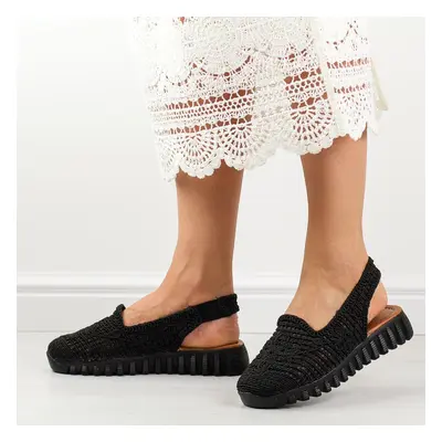Czarne plecione sandały, buty damskie T.Sokolski