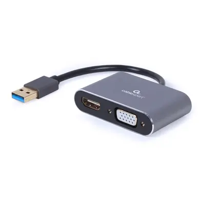 Gembird Adapter z USB na HDMI+VGA szary