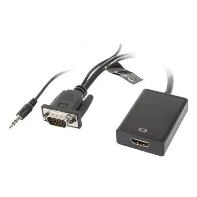 Lanberg adapter VGA + minijack - HDMI M/F 20cm czarny