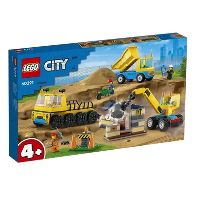 Klocki konstrukcyjne LEGO City 60391 Ciężarówki i dźwig z kulą wyburzeniową