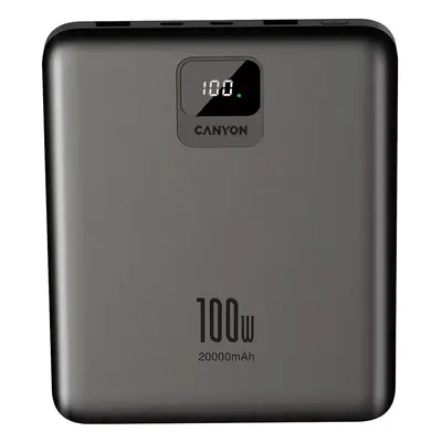 Canyon Powerbank PB-2008 LED mAh PD100W QC3.0 ciemnoszary