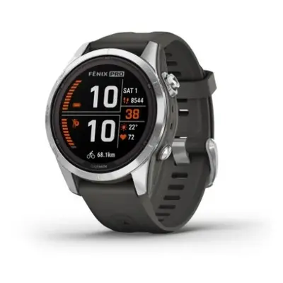 Garmin Fenix 7S Pro Solar srebrny z grafitowym paskiem