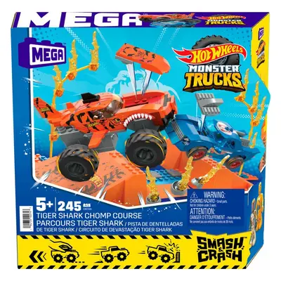 Samochody,zestaw Mattel Mega Blocks Hot Wheels Monster Trucks Tiger Shark Kaskaderski Skok Zesta