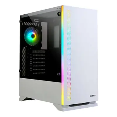 Zalman S5 WHITE ATX Mid Tower PC Case RGB fan TG