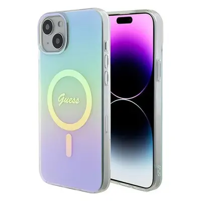 Guess IML Iridescent MagSafe - Etui iPhone Plus (turkusowy)