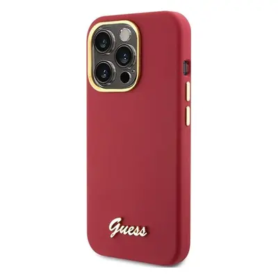 Guess Silicone Script Metal Logo & Frame - Etui iPhone Pro (magenta)