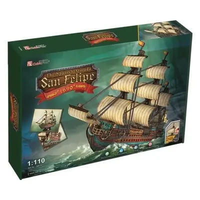 Puzzle CubicFun 3D Żaglowiec The Spanisch Armada San Felipe AD1690 248 el.