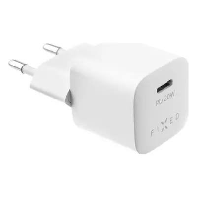 Fixed Mini USB-C Travel Charger 20W + Kabel USB-C/Lightning, biały