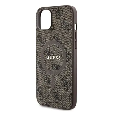 Guess 4G Collection Leather Metal Logo MagSafe - Etui iPhone Plus / Plus (brązowy)