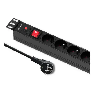 Qoltec Listwa zasilająca antyprzepięciowa CB do szafy RACK 19'' | 1U | 16A | PDU | 8xFRENCH| 2m