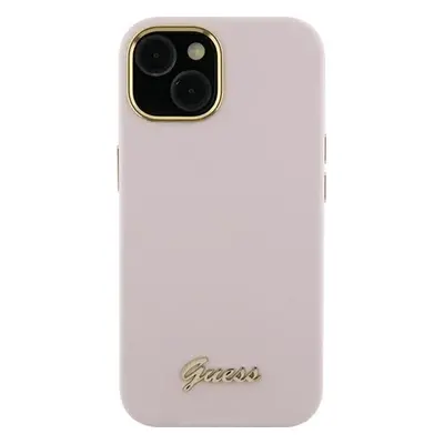 Guess Silicone Script Metal Logo & Frame - Etui iPhone Pro Max (różowy)