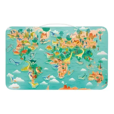 Puzzle Janod Układanka mapa świata z magnesami dinozaury szt.