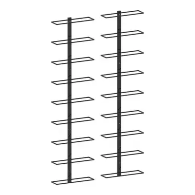 Ścienne uchwyty na 18 butelek wina, 2 szt., czarne, żelazne