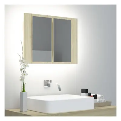 Szafka łazienkowa z lustrem i led, dąb sonoma, 60x12x45 cm