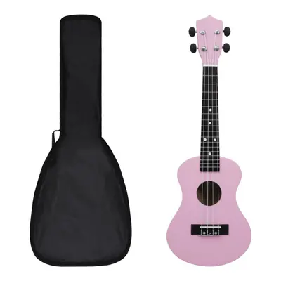 Ukulele sopranowe z pokrowcem, dla dzieci, różowe, 23"