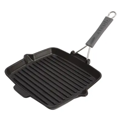 kwadratowa patelnia żeliwna grillowa 24 cm, czarny