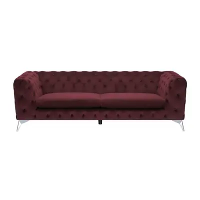 Sofa welurowa bordowa SOTRA