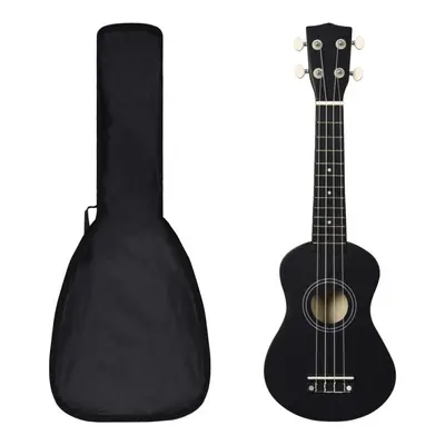 Ukulele sopranowe z pokrowcem, dla dzieci, czarne, 21"