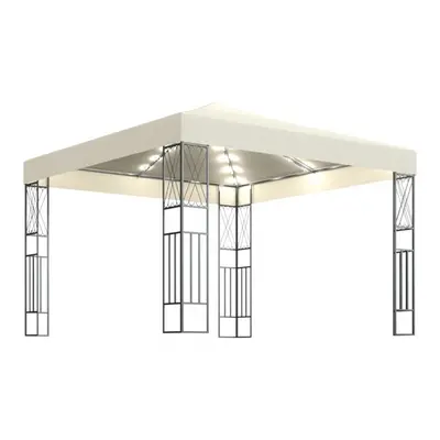 Altana ze sznurem lampek led, 3x3 m, kremowa tkanina