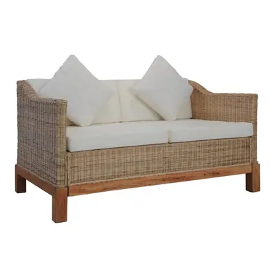 2-osobowa sofa z poduszkami, naturalny rattan