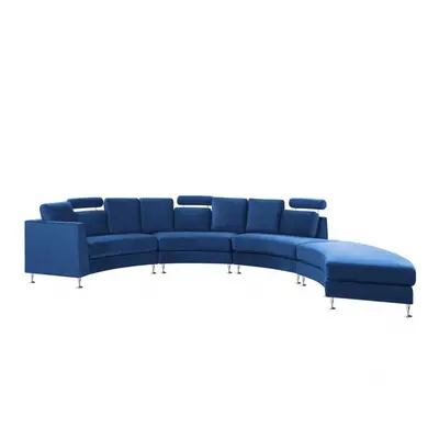 Sofa półokrągła modułowa welurowa niebieska ROTUNDE