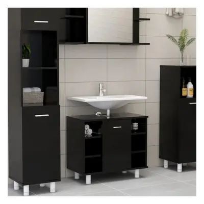 Szafka łazienkowa, czarna, 60x32x53,5 cm, płyta wiórowa