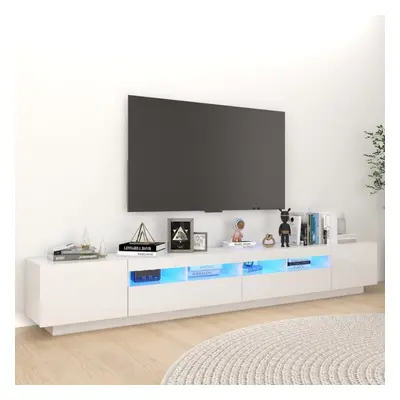 Szafka tv z oświetleniem led, biała z połyskiem, 260x35x40 cm