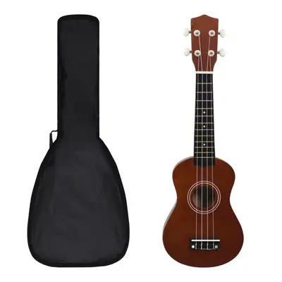 Ukulele sopranowe z pokrowcem, dla dzieci, ciemne drewno, 21"