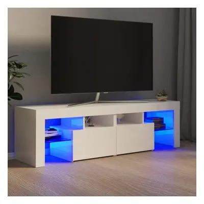 Szafka tv z oświetleniem led, wysoki połysk, biała, 140x35x40cm