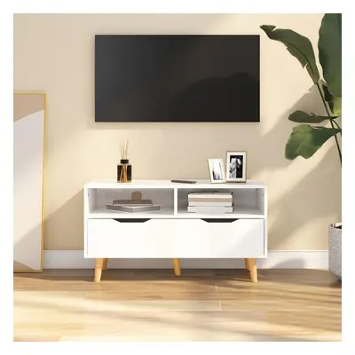 Szafka pod tv, wysoki połysk, biała, 90x40x48,5 cm, płyta