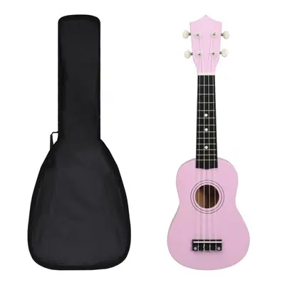 Ukulele sopranowe z pokrowcem, dla dzieci, różowe, 21"