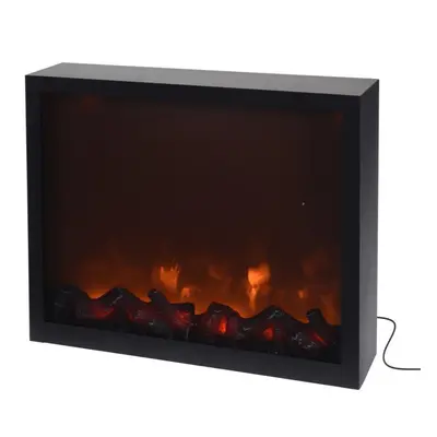 Kominek led elektryczny do sieci imitacja ognia czarny metalowy 41x35 cm