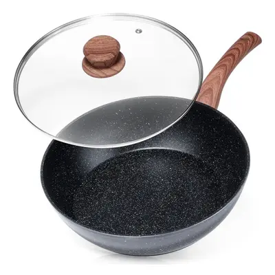 Patelnia granitowa ze szklaną pokrywką black&wood 28 cm, 3,5 l