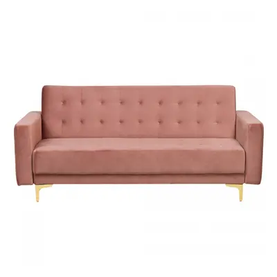 Sofa trzyosobowa welurowa różowa ABERDEEN