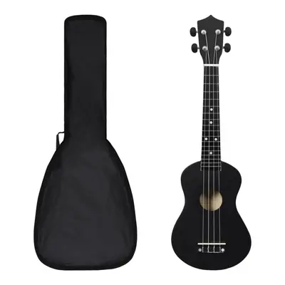 Ukulele sopranowe z pokrowcem, dla dzieci, czarne, 23"