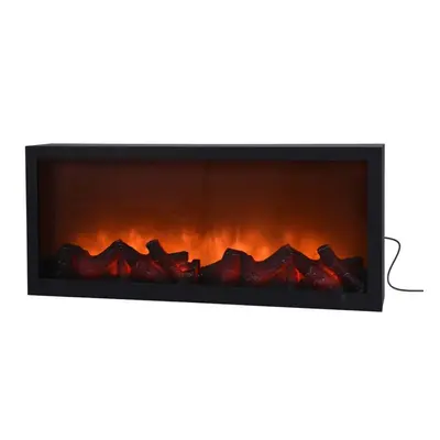 Kominek led elektryczny do sieci imitacja ognia czarny metalowy 57x25 cm