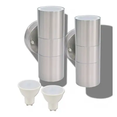 Lampy ścienne zewnętrzne, szt., stal nierdzewna, góra/dół