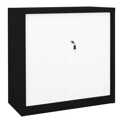 Szafka z drzwiami przesuwnymi, czarno-biała, 90x40x90 cm, stal