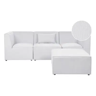 Sofa modułowa 3-osobowa z otomaną sztruksowa złamana biel lemvig