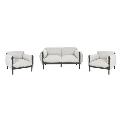 Sofa 2-osobowa z fotelami esperia metal szary